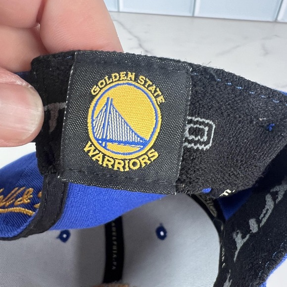 Golden State Warriors Hat Snap Back Blue Yellow Basketball Mens Mitchell Ness - Picture 12 of 13